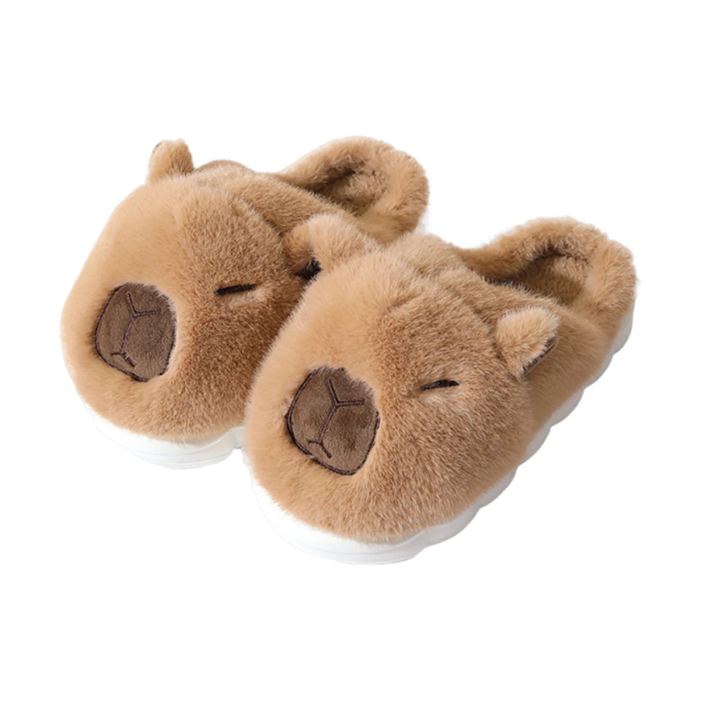 Capybara Flat Thermal Slippers Anti Slip Warm Slip-On House Shoes Half-Covered Soft Plush Slippers for Winter Autumn