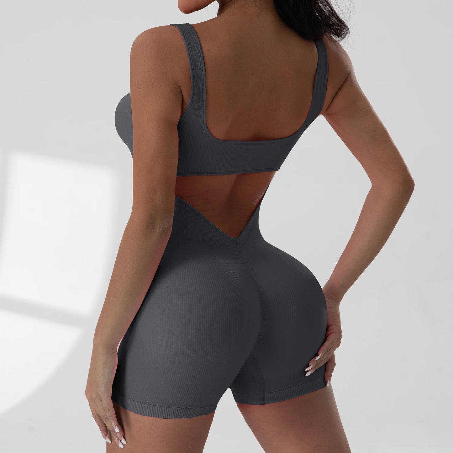 Sexy Backless Jumpsuits Women Sports Fitness Summer Fashion New Rompers Slim Casual Hollow Out Back Gym Bodysuit