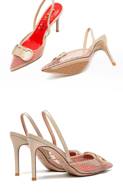 Women's Shoes 2025 Summer Sandals Breathable Mesh Heels Red Luxury Brand Girls Shoes Woman