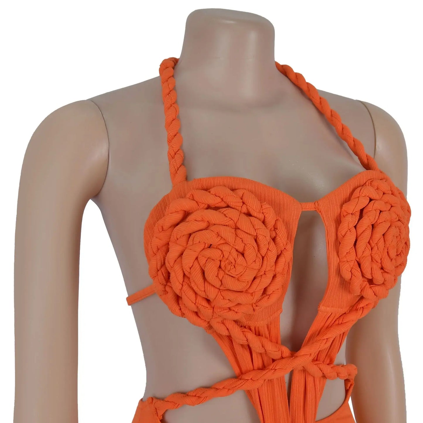 Women's Hollow Out Sleeveless Sexy Knitted Halter Neck Backless Solid Color Dress for Summer 2025