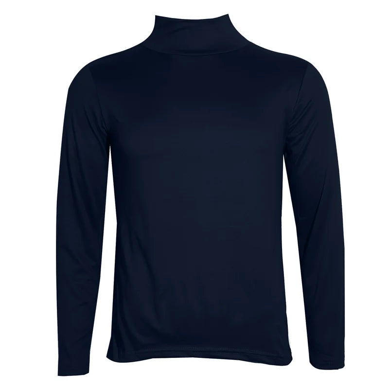 Men's Solid Color Turtleneck T-Shirt Spring Casual Long Sleeve Basic Bottoming Shirt Fashion Solid Color Slim-Fit Tops Plus Size