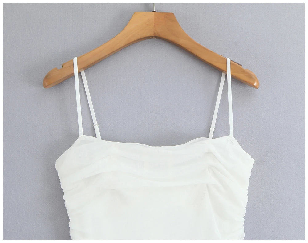 Womens Dress Mesh Ruched Slim Fit Long Spaghetti Strap Elegant Dress Must Have For Elegant Parties And Evening Banquets