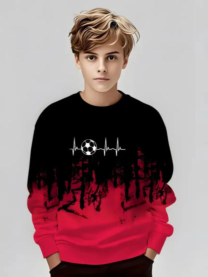 Autumn Classic Boyst-Shirt Outdoor Round Neck Long Sleeves Top Stripe 3D Print Street Loose T-Shirt Comfort Children's Clothing