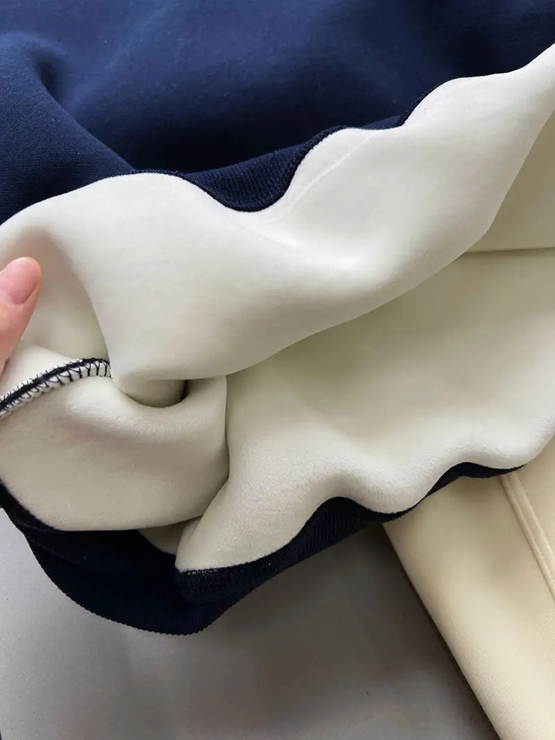 NS Pure Color Lazy Loose BF Hoodie Women's Simple Shape Sweatshirt Long Sleeve Letter Embroidery Top Casual Style Cotton Blend