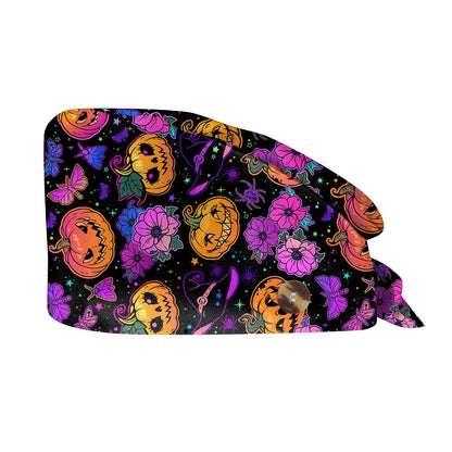 Halloween Scrub Cap Printed Adjustable Cotton Beauty Salon Surgeon Dental Clinic Nursing Hat Women Men Surgical Caps Wholesale