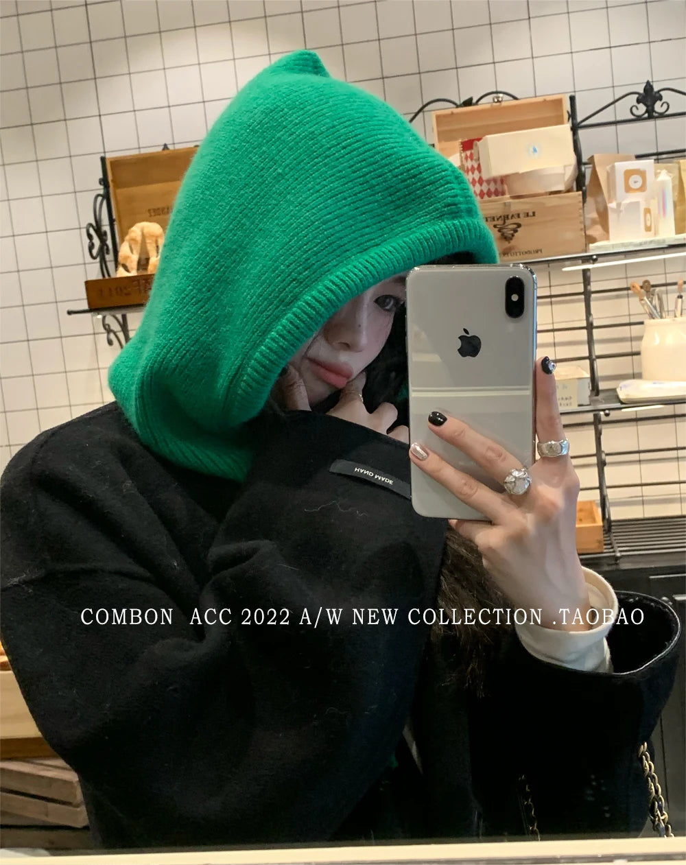 Knitted Hooded Caps Winter Balaclava Hats Women Korean Style Outdoor Warmer Drawstring Hats One-piece Neck Collar Beanies Cap