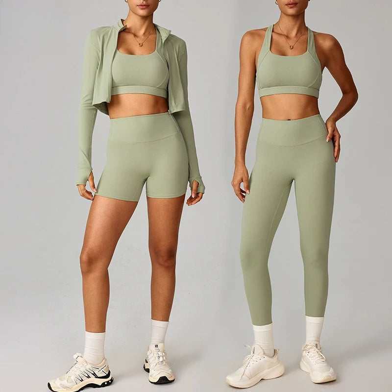 Seamless 3-Piece Activewear - Women's Fitness Set, Sin Costuras, Quick Dry, Yoga & Aire Libre