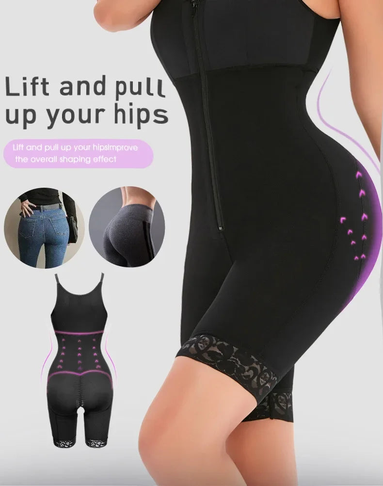 Women's Belly Tummy Control Butt Lifting Zipper Postpartum BodyShaper Fajas Colombian Double Compression Corset Waist Trainer