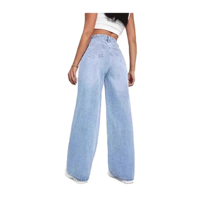 High Waist Straight Leg Jeans for Women New Style Cross-Border High Waist Slim Fit Long Jeans Trendy Women's Denim Pants