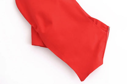 Fashion Asymmetrical Heart Shaped Crop Tops Woman New Women Vintage Sexy Sleeveless Off Shoulder Red Short Tops for Female Tops