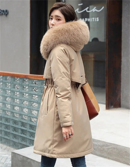 Winter Parka Jacket For Women 2025 New In Long Sleeve Clothes Fashion Hooded Vintage Coat Thick Warm Casual Medium Length Coats