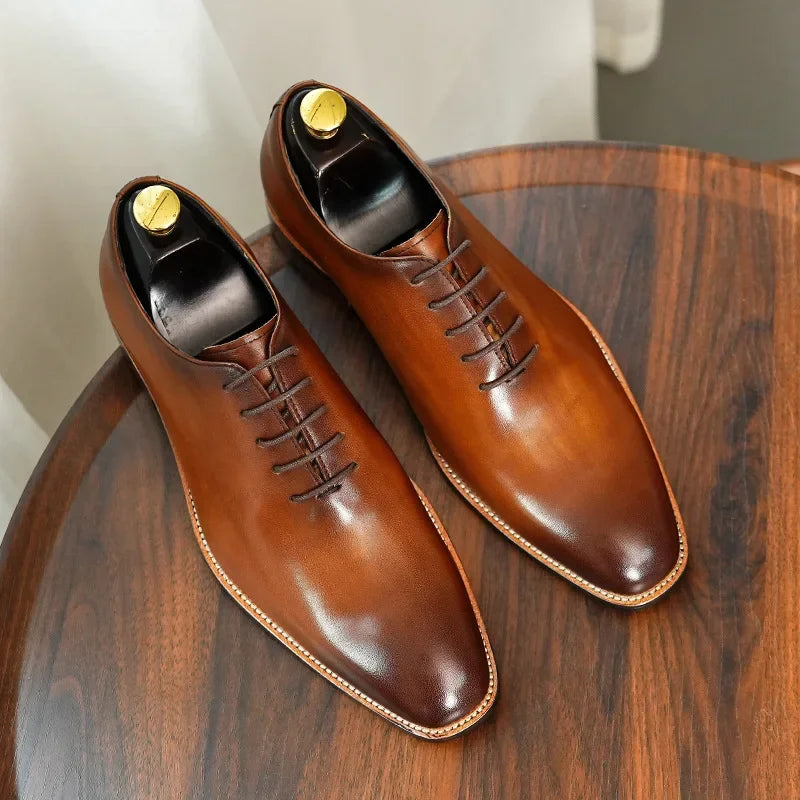 Italian Men's Formal Shoes Luxury Genuine Leather Handmade Quality Comfortable Elegant Black Wedding Social Oxfords Shoes Man