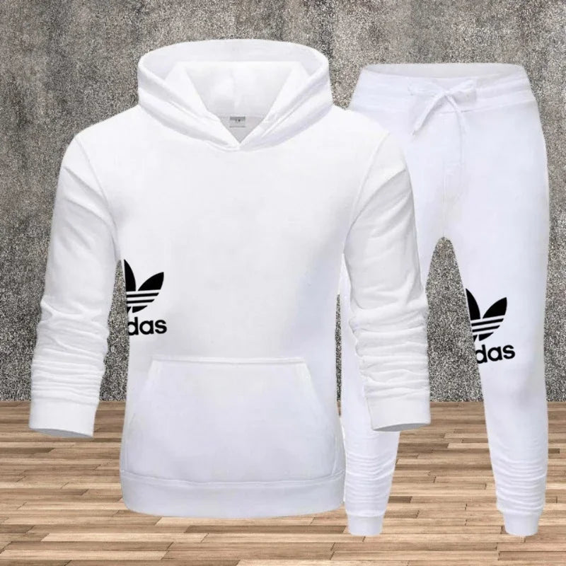 Autumn and winter hooded sweatshirt, pullover and casual pants fitness two-piece men's fashionable jogging sports set