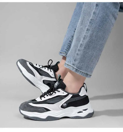 Aokang Men's nut Running oes Bla Casual Sports Sneakers Breathable Lace-Up round Toe Thi Bot for Running And Sports