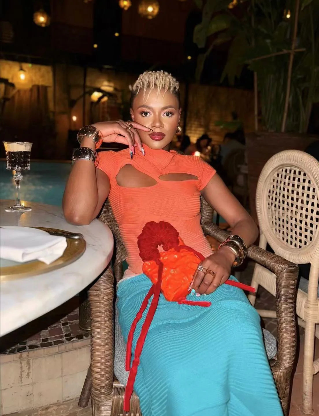 VEITCHE Fashion O-Neck Knitted Sweater Women Dress Pullover Sexy Gradient color Long dress 2025 & 2026 New Spring Summer Maxi Dresses