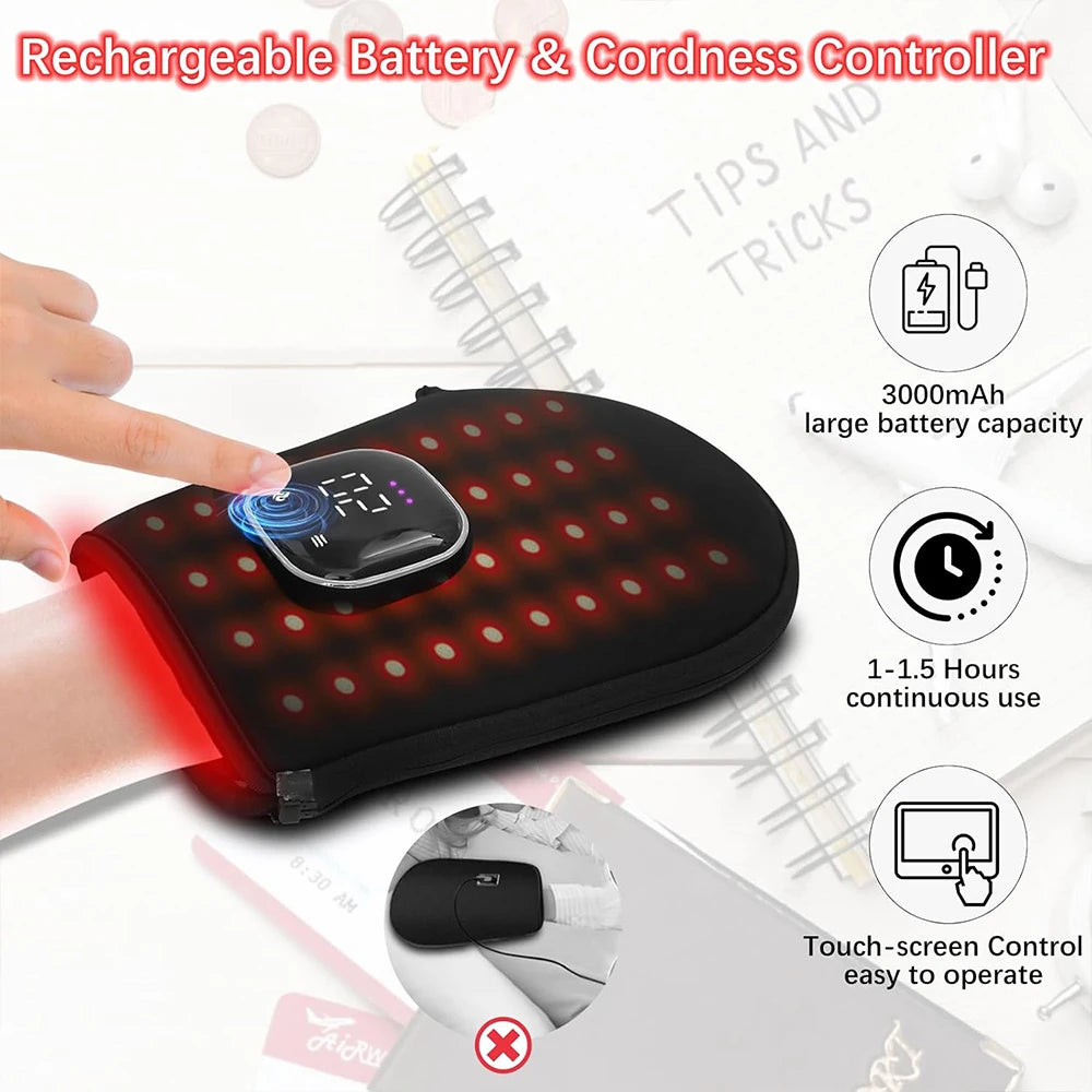Red Light Therapy for Hand Pain Relief with 660nm Red & 850nm Infrared Light,Rechargeable LED Near Infrared Light Therapy Glove