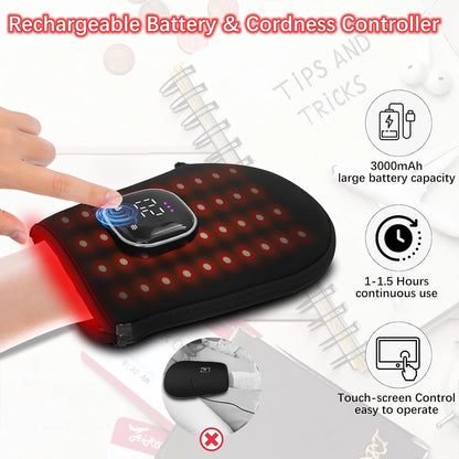 Red Light Therapy for Hand Pain Relief with 660nm Red & 850nm Infrared Light,Rechargeable LED Near Infrared Light Therapy Glove