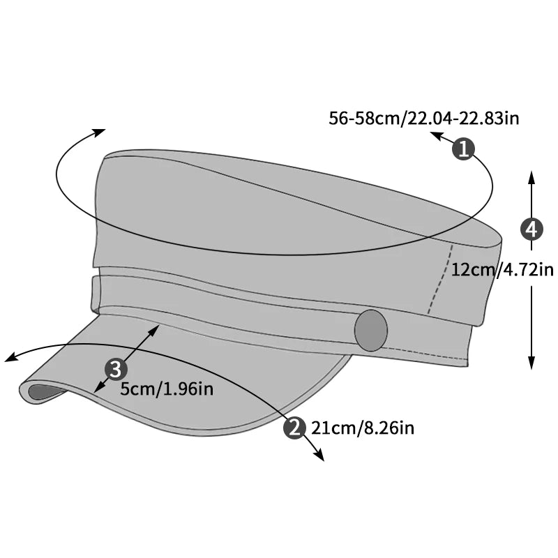 Unisex Leather Eaves Military Hats Flat Top Baseball Caps For Women Outdoor Sports Cadet Sunscreen Hat