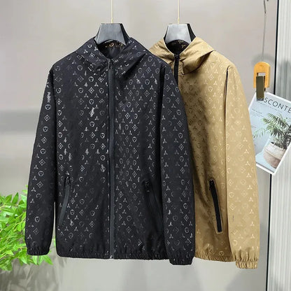 Spring 2025 Men's Thin Hooded Jacket Stylish Sun Protection Outerwear Youthful Male Casual Wear Comfortable Regular Length