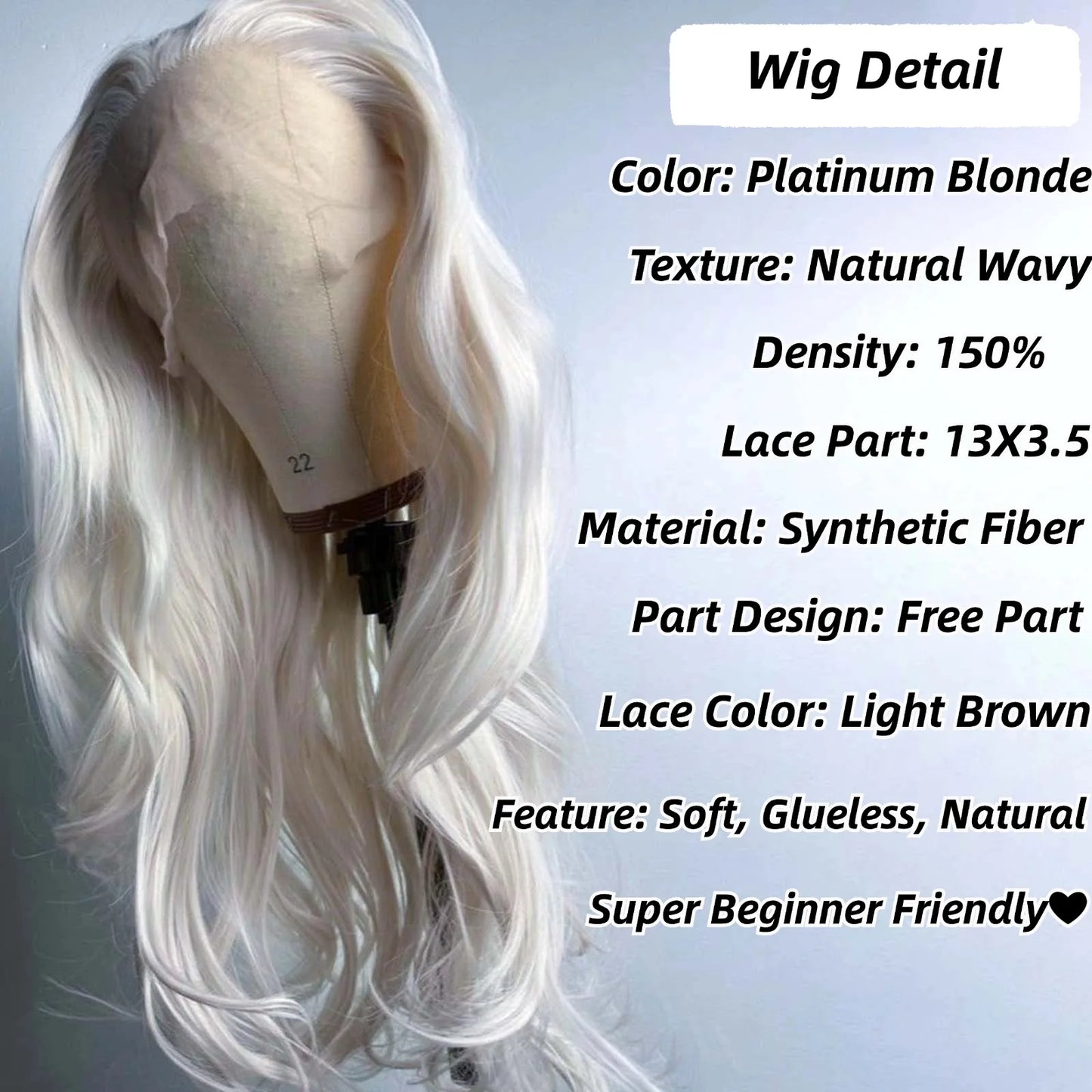 Platinum Blonde Wig Natural Wavy Synthetic Hair Lace Front Wig Long Curly Colored White Blonde Lace Frontal Wigs for Women Party