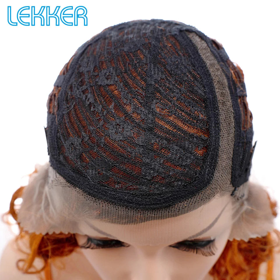 Lekker Ginger Short Pixie Cut Wavy Bob 13x1 C Part Lace Front 100% Human Hair Wigs For Women Brazilian Remy Hair Clearance Wigs