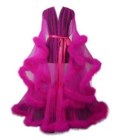 Sexy Deep V-neck Tulle Maternity Dresses Lace Hollow Horn Long-sleeved Feather Trailing Dress Photo Photography Props Vestidos