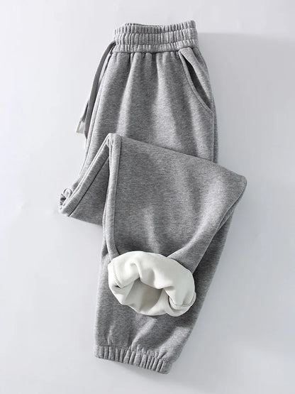 Thick Warm Fleece Sweatpants Women Winter Straight Leg Pants Gray Velvet Trousers Pants Jogger For Women Sweatpants Outfits