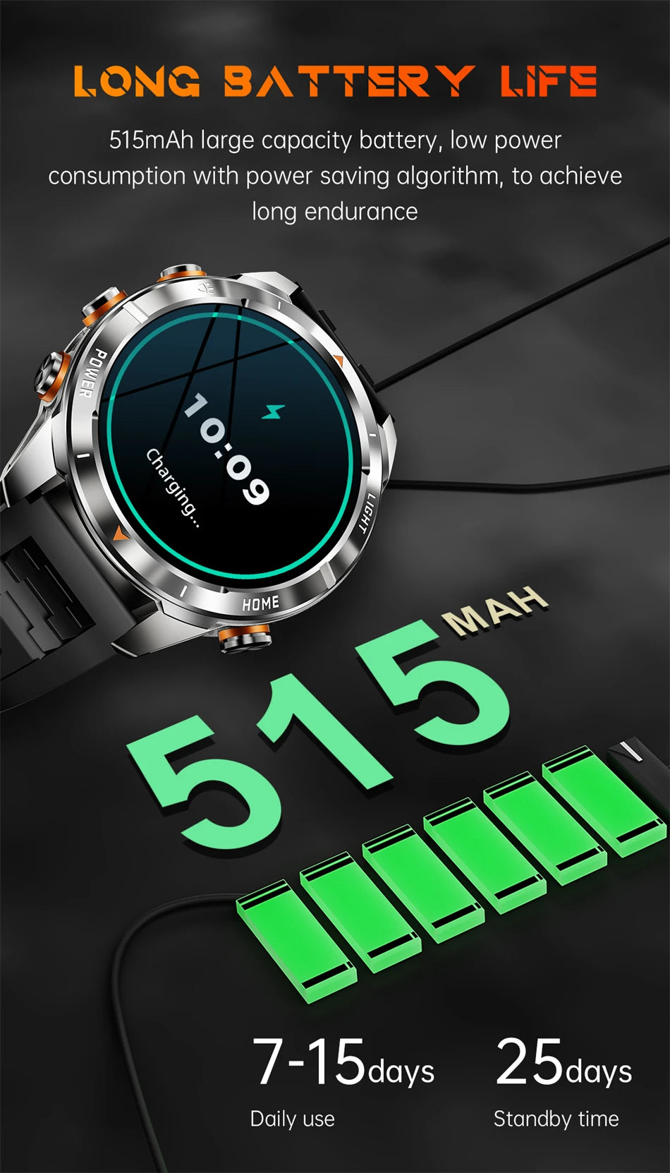 New Outdoor Sport Smart Watch Men 1.46" AMOLED Screen LED Flashlight 515mAh Battery 10ATM Waterproof Bluetooth Call Smartwatch