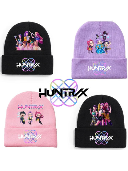 K Pop Demon Girls Knitted Hats Kpop Hunter Cartoon Children Headgear Cotton Winter Cute Cap Anime Kids Navidad Birthday Gifts