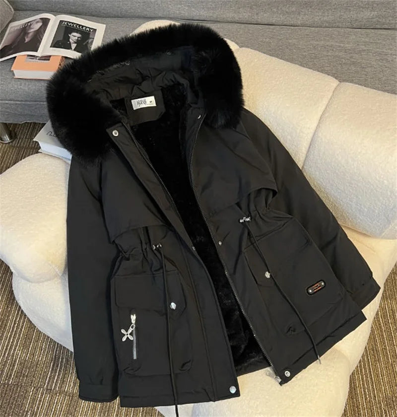 Winter Parkas Jacket Women 2025 New Fashion Korean Loose Hooded Thick Warm Casual Cotton Padded Coat Female Overcoat Casual Tops