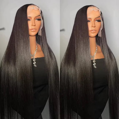 Umi 13x4 HD bone straight Wig Transparent Lace Frontal wigs 220% 300% Density 100% real Remy Human Hair 8-16 Inch natural black