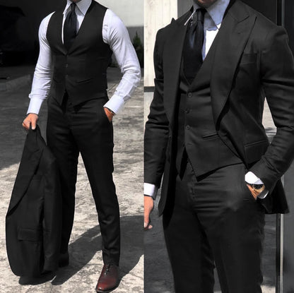 Classy Wedding Tuxedos Suits Slim Fit Bridegroom For Men 3 Pieces Groomsmen Suit Male  Formal Business  (Jacket+Vest+Pants）