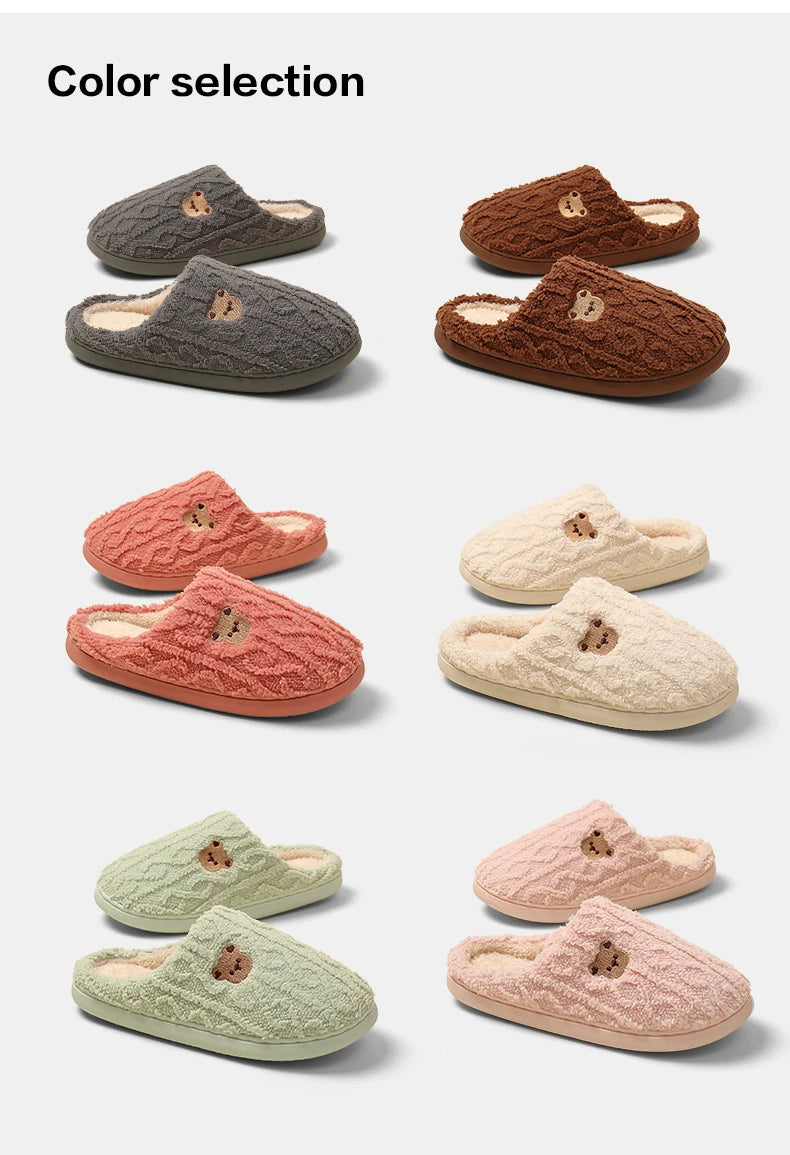 Cotton slippers for women in autumn and winter, new indoor and household anti slip warm plush slippers for men