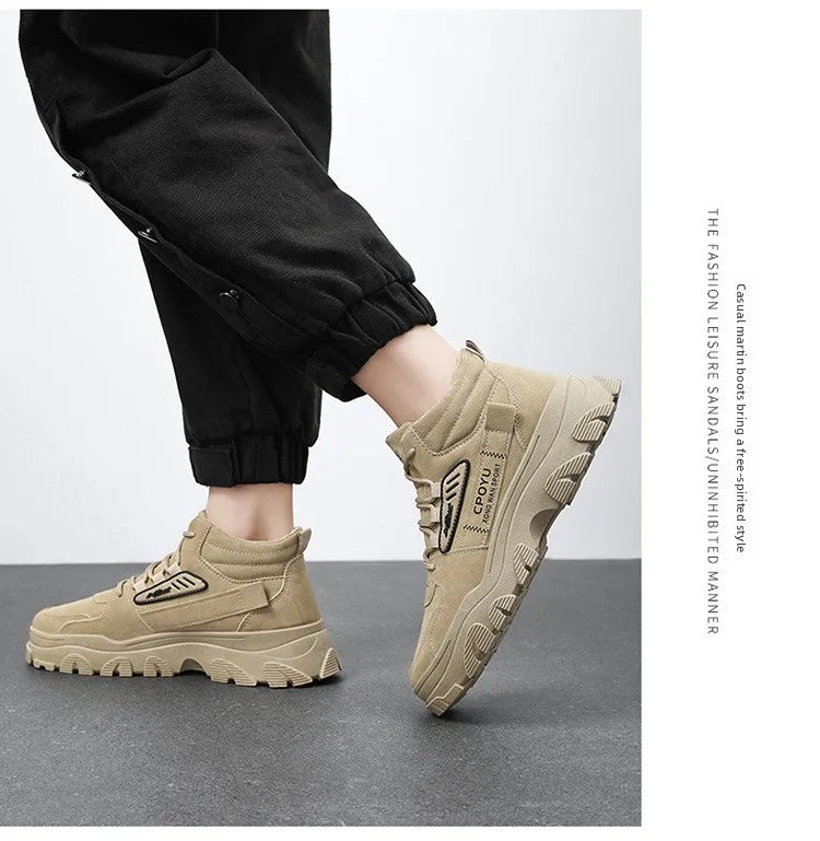 Spring Men's High Top Breathable Work Shoes Trendy All-Match Anti-Slip Wear-Resistant Sports Casual Labor Protection Shoes