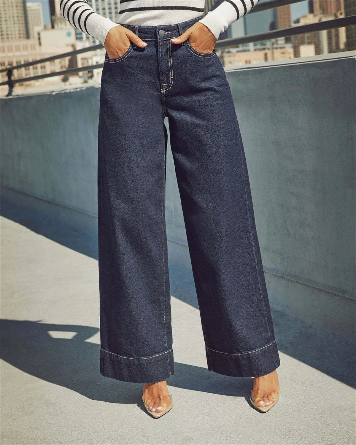 Fashion Wide Leg Jeans Women 2026 Spring Autumn New Retro High Waist Pant Solid Chic Casual Trousers Office Lady Street Pants