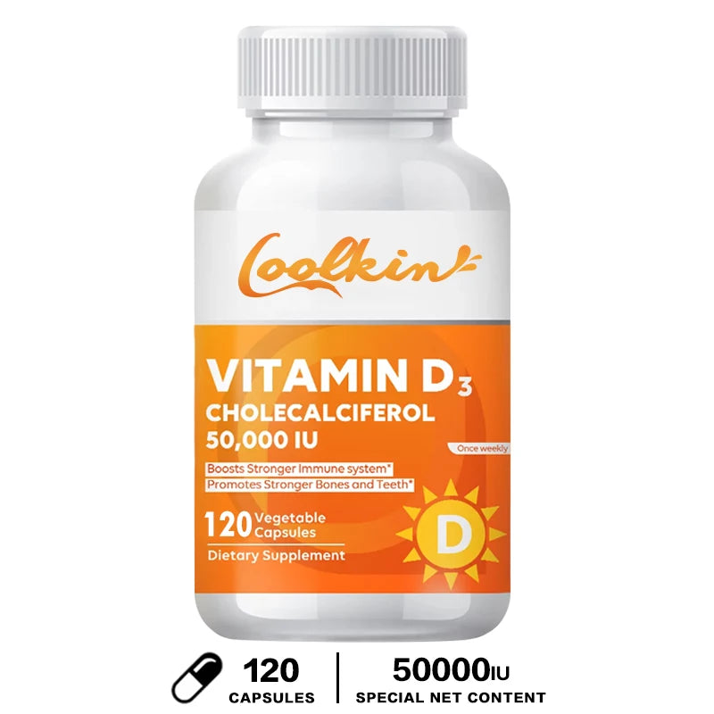 High Potency Vitamin D3 50000 IU - Helps Muscle Nerve Health Support Bone Density Teeth and Skin Heart Health