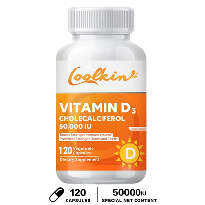 High Potency Vitamin D3 50000 IU - Helps Muscle Nerve Health Support Bone Density Teeth and Skin Heart Health
