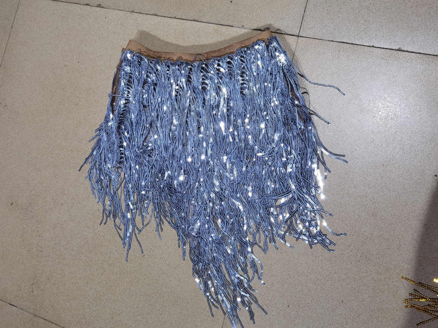 Luxurious Blue Diamond Sparkling Tassel Jazz Dance Performance Clothing Basketball Baby Performance Clothing Cheerleading Short