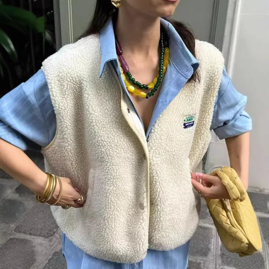 Faionable Women's Svel ort Vest Thiened Polyester Fiber Folded  Windbreaker Jaet for Spring Season