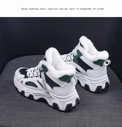 Women's Casual Sneakers Non Slip Comfortable Sports Shoes Women Winter Outdoor Vulcanized Shoes Woman Fleece Walking Trainers