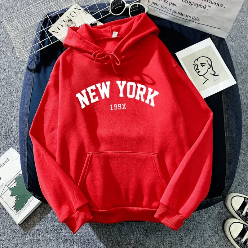 Mannen Vrouwen New York 199X City Hoodies Mode Brief Bedrukt Grafische Sweatshirts Losse Casual Harajuku Capuchon Sportkleding