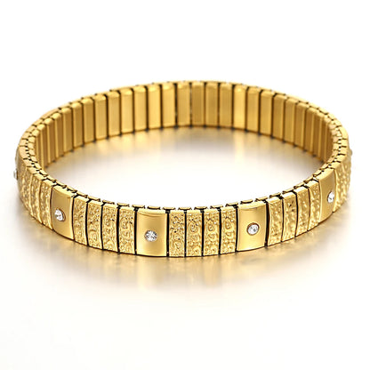 Freetry 18K Gold Plated Stainless Steel Adjustable Bracelet Fashion Elastic Metal Bracelet Trendy Jewelry Accessories Official