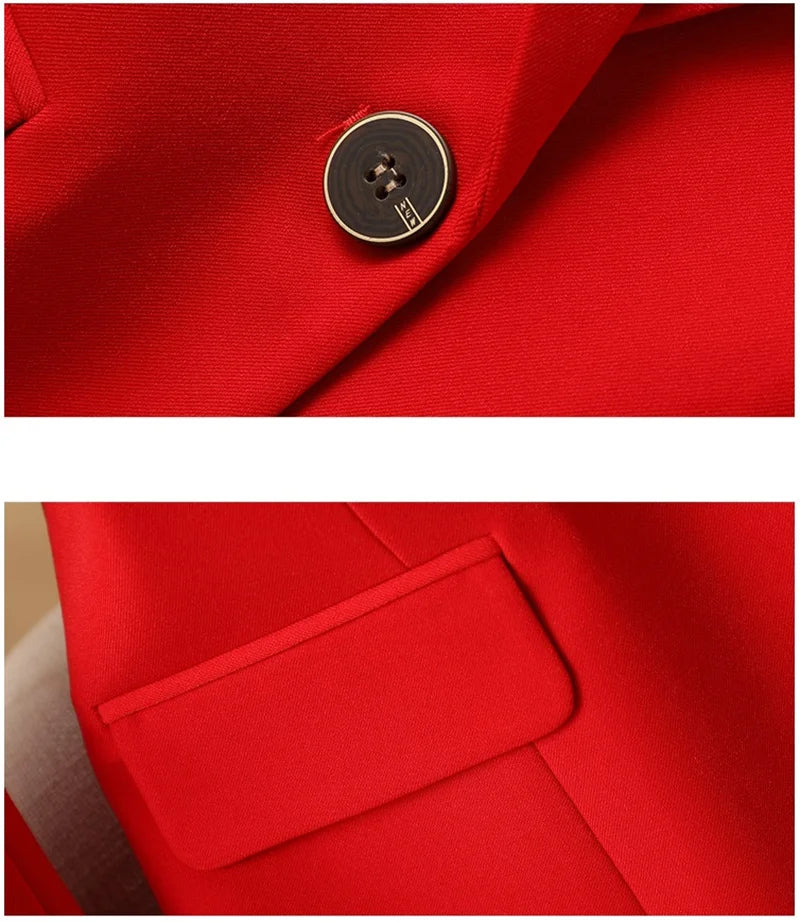 Women Blazer Casual Single Button Long Sleeve Red Black White Slim Suit Ladies Office Coat Fashion New Winter Autumn Jacket 2025 & 2026