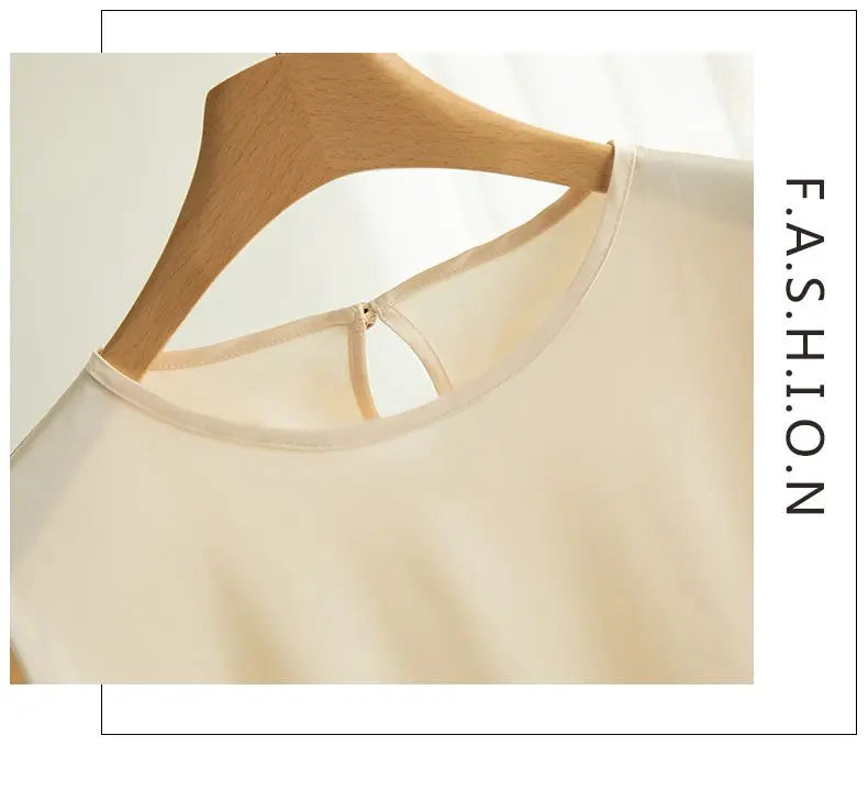 New In Summer Satin Silk Half-Sleeve Tee Tops Basic Solid Women‘s T-Shirt Casual O-neck Thin Shirts Ladies Loose Blouses