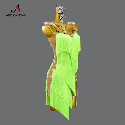 2025 New Latin Dance Dress Adult Womens Sexy Short Skirt Tassel Clothes Ballroom Practice Wear Line Suit Prom Costume Customized