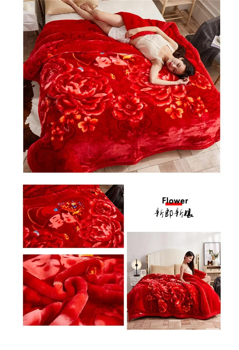 New Warm Weighted Blankets for Beds High End Thicken Warmth Raschel Blanket for Winter Autumn Double Side Plush Comforter Quilt