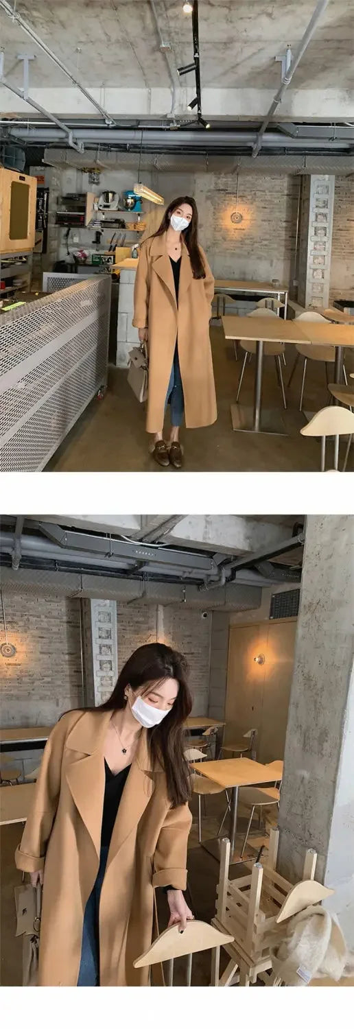 Plus Size New Hot Sale Of The Season Women's Woolen Coat Medium Length Versatile Small Size Tweed Outerwear Autumn Winter Fas...