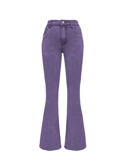 Men Jeans Boot Cut Solid Jean Wide Leg Denim Pant Distressed Washed Full Ankle Length Pockets Zipper Fly High Waist Basics