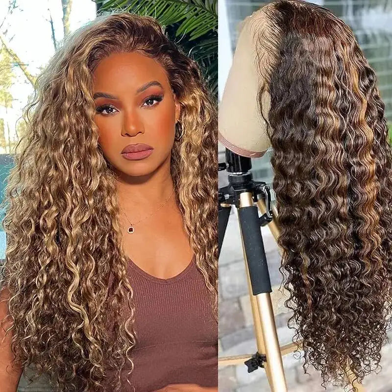 16 36 Inch Highlight Ombre Hd Lace Frontal Wig Curly Human Hair Wigs 4/27 Colored 13x4 13x6 Deep Wave Curly 4x4 Lace Closure Wig