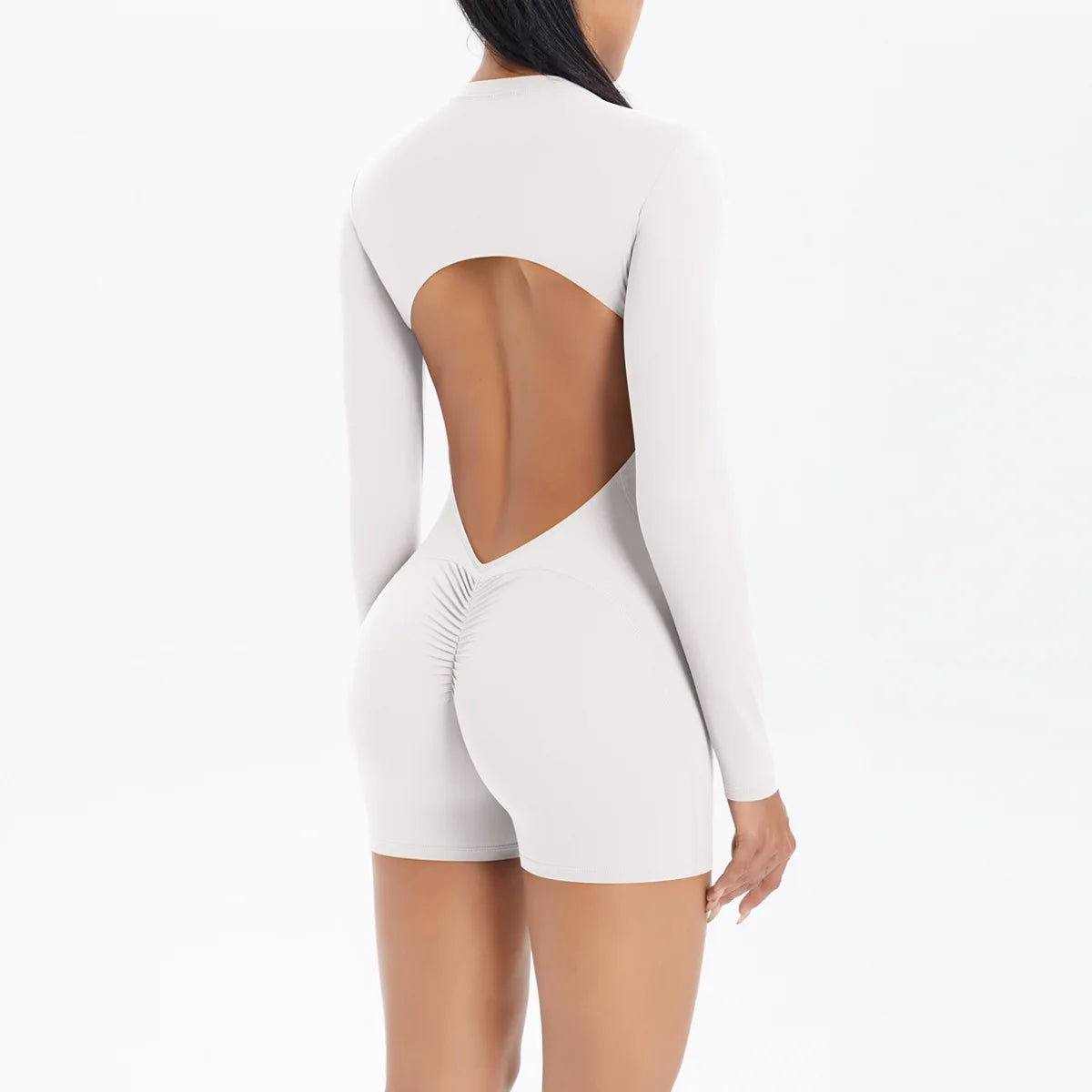 Sexy Back V Jumpsuit Gym Set Women Tracksuits Yoga Suit Scrunch Butt Sports Jumpsuit Fitness Rompers Stretch Workout Bodysuits